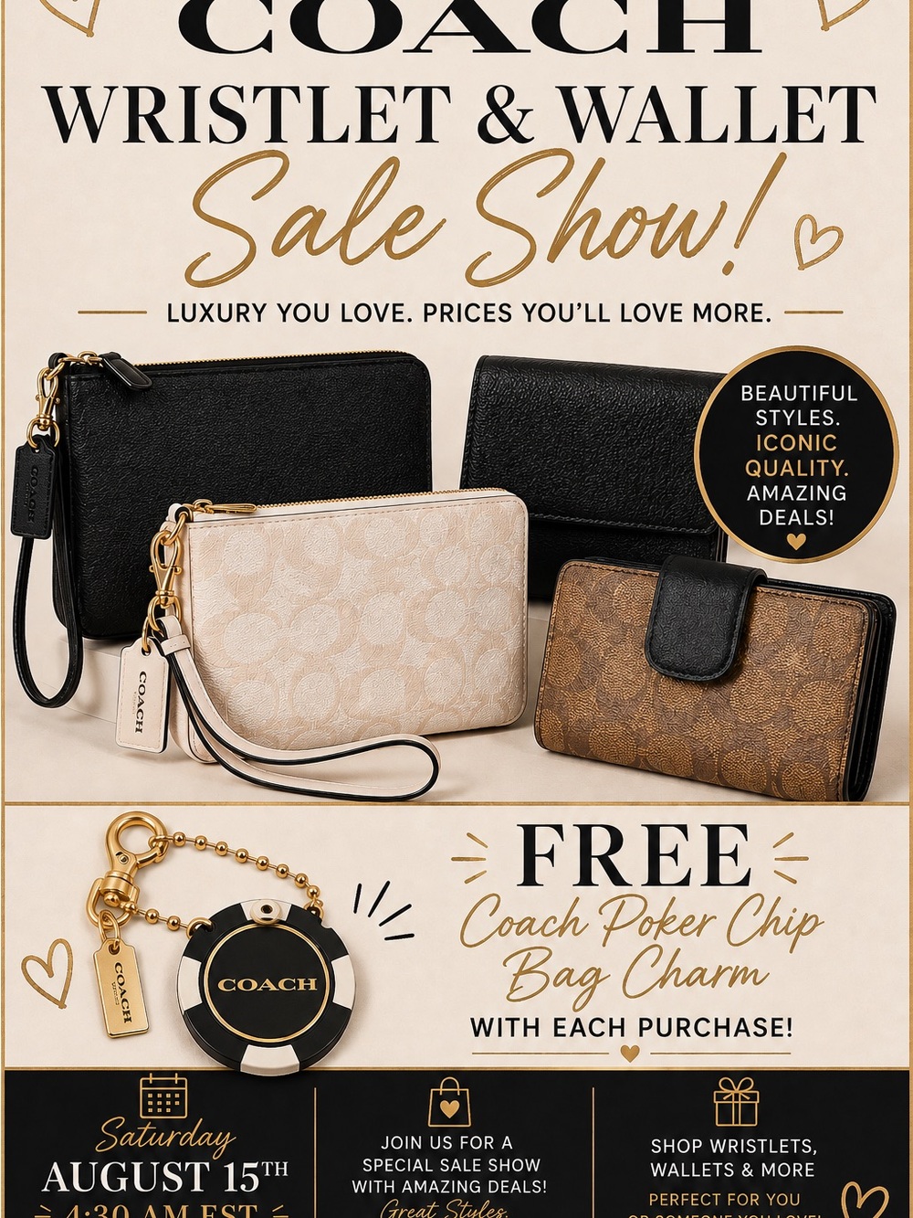 Coach Wristlet & Wallet Set in Black, Beige, Brown